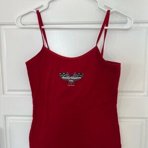 A45-Vintage Harley-Davidson Cafe Las Vegas Red Tank Top Size L Winged Logo